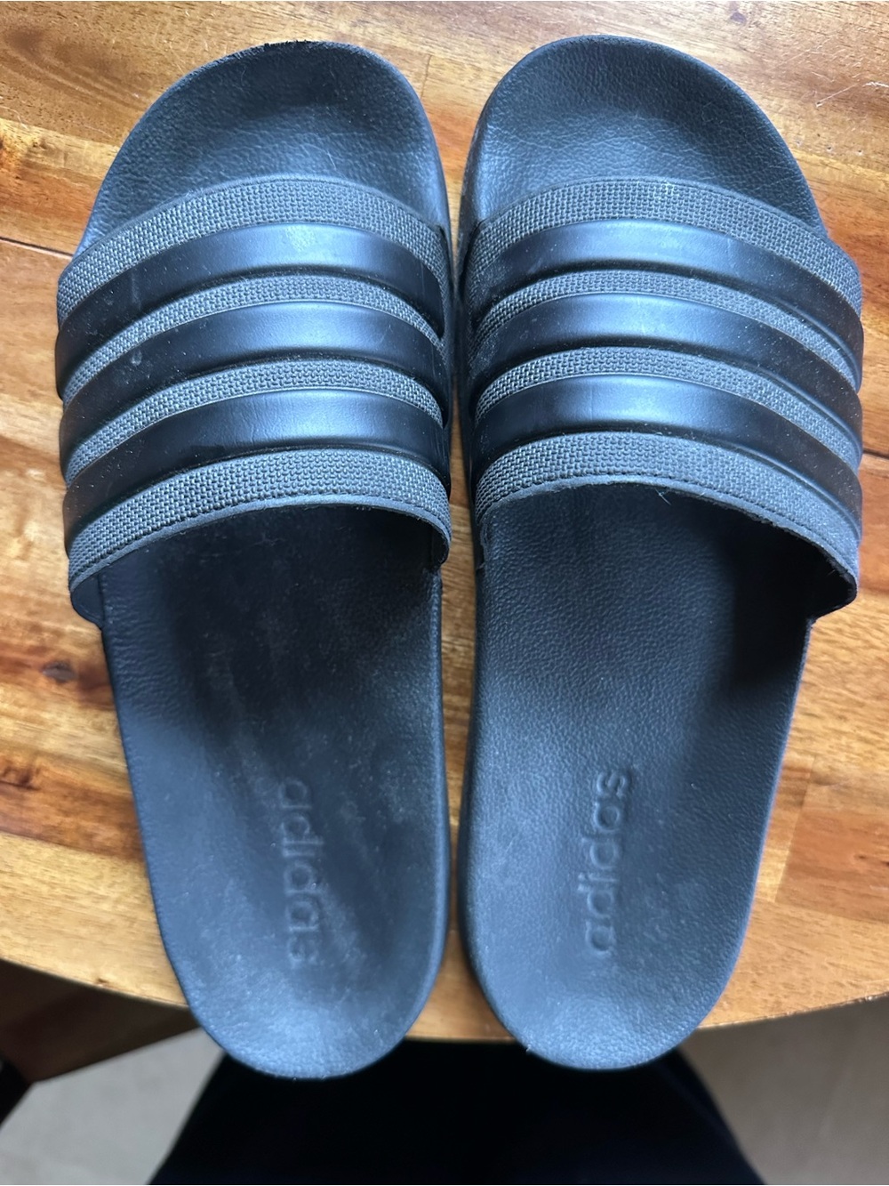 adidas Black Slide Sandals with Textured Straps